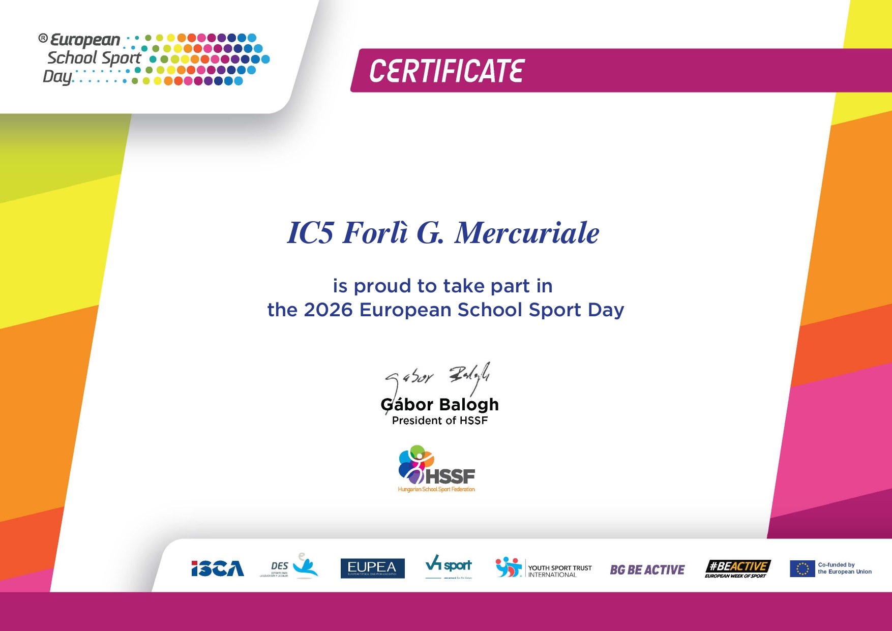 GIORNATA EUROPEA DELLO SPORT SCOLASTICO 2026 ACTIVE MOBILITY: STEP, PEDAL, MOVE! – Plesso Mercuriale